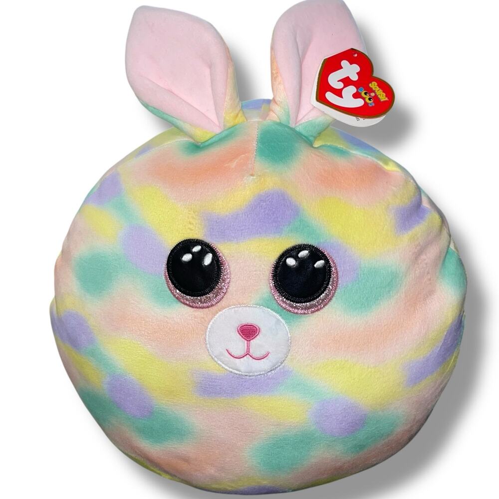 Ty Squish A Boos Plush Tie Dye Pillow 18" Large Pink Decor Furry Bunny Rabbit
